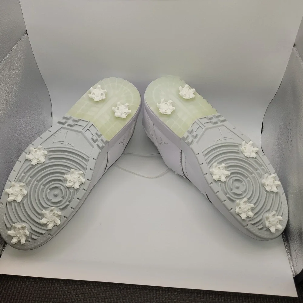 Nike Jordan ADG 5 Golf Shoes Triple White Leather Spikes FZ4153-100 Mens 9.5